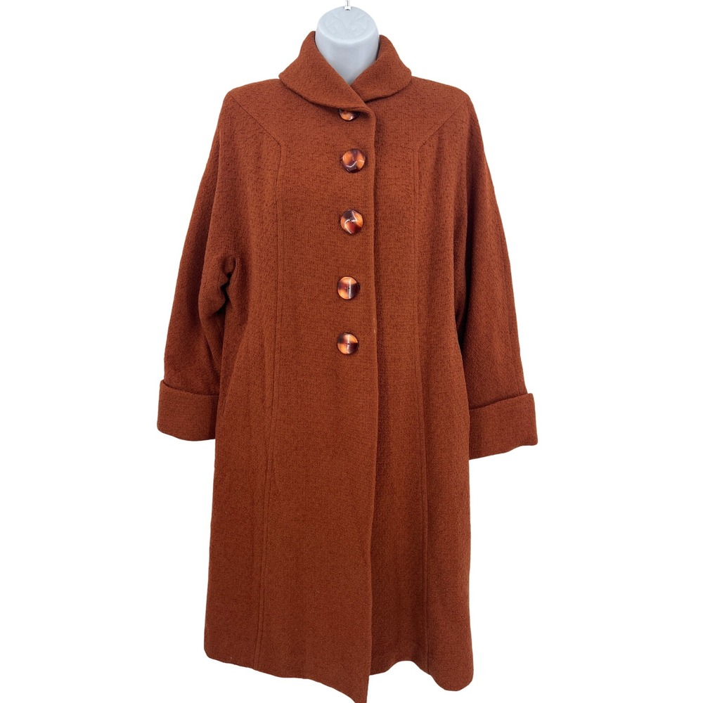 Vintage Ken Whitmore Tailorman Botany Bolair Wool Coat Orange Brown Button Front
